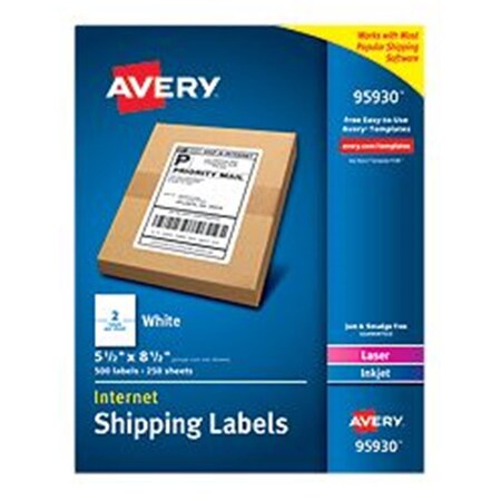 Avery Dennison Avery-Dennison White Shipping Labels, Laser or Inkjet, White - 5.5 x 8.5 in. AV33404